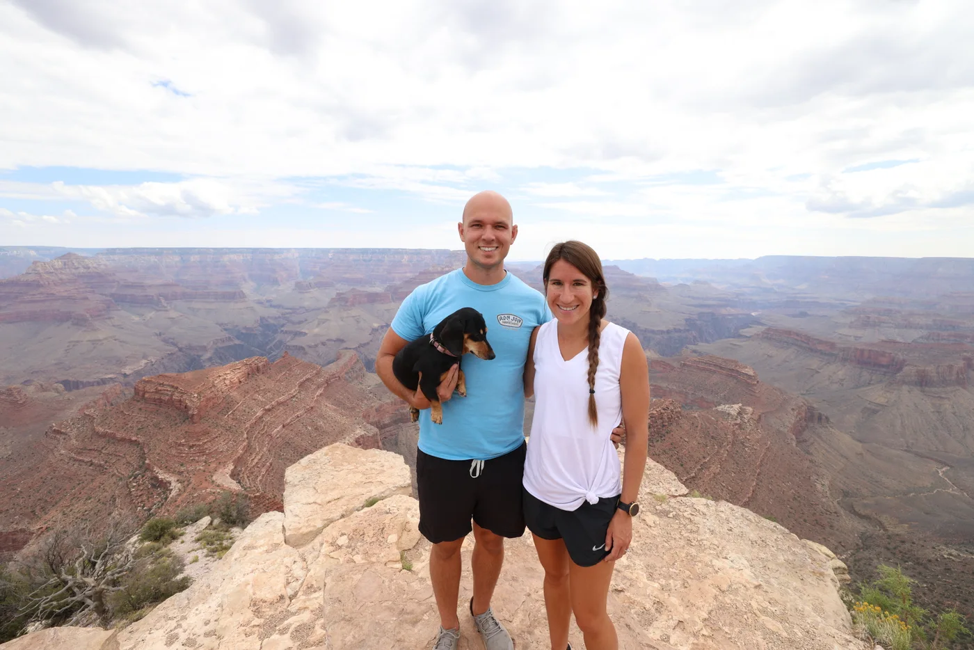 Anthoney and Lindsey with their dog at the Grand Canyon